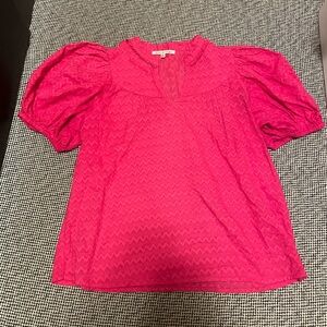 Vibrant Pink Puff Sleeve Blouse - Anthropologie Saison De La Fleur